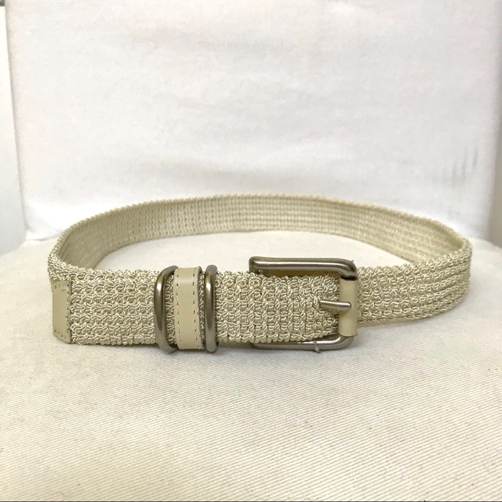 Vintage 90s belt white belt cream belt crocheted